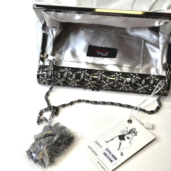 Metallic Silver Clutch Purse - Picture 2 of 15